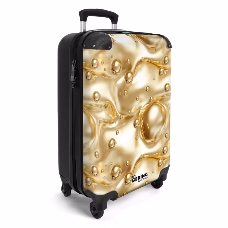 Vloeibaar - Druppels - Goud NBS - Handbagage koffer - Volwassenen Unisex middel -productfoto_3d