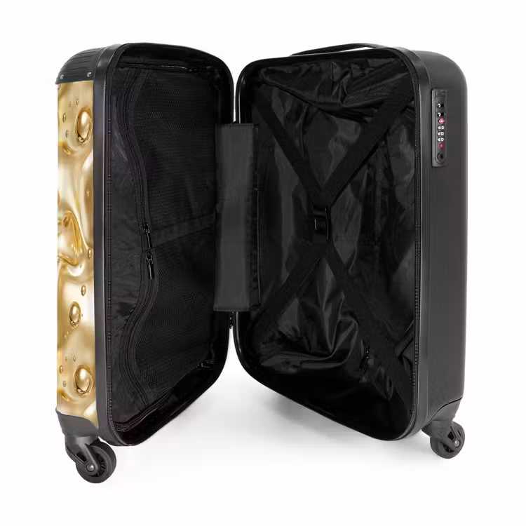 Vloeibaar - Druppels - Goud NBS - Handbagage koffer - Volwassenen Unisex middel -binnenkant