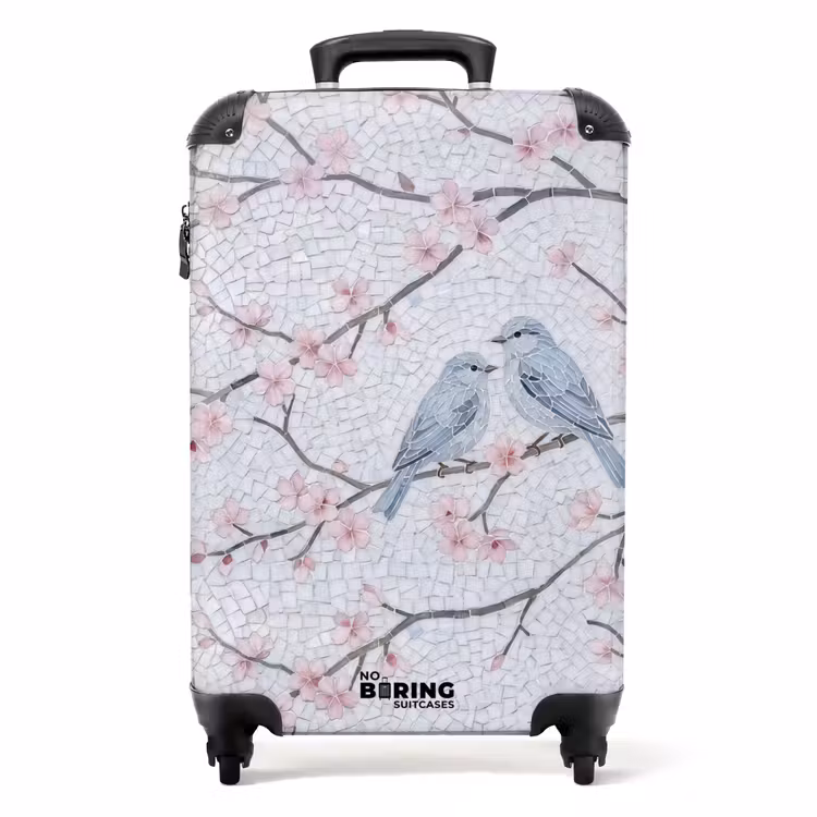 Koffer - Vogel - Bloemen - Natuur - Mozaïek - Roze - Vogel - Bloemen - Natuur - Mozaïek - Roze NBS - Handbagage koffer - Volwassenen Unisex middel