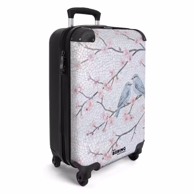 Koffer - Vogel - Bloemen - Natuur - Mozaïek - Roze - Vogel - Bloemen - Natuur - Mozaïek - Roze NBS - Handbagage koffer - Volwassenen Unisex middel