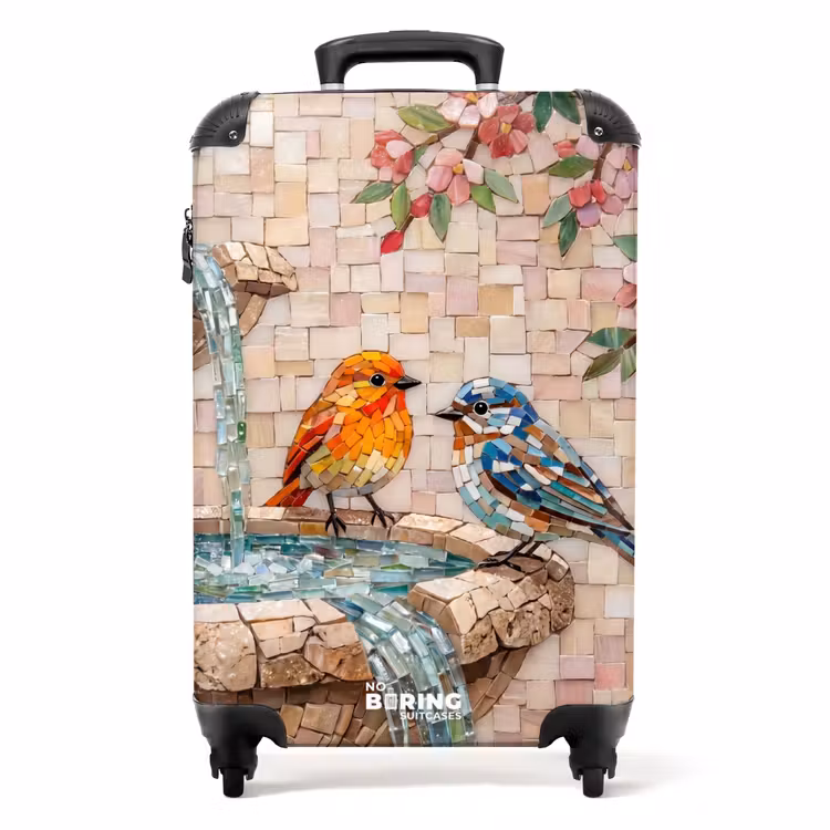 Koffer - Vogel - fontein - mozaiek - kleurrijk - dieren - Vogel - fontein - mozaiek - kleurrijk - dieren NBS - Handbagage koffer - Volwassenen Unisex middel