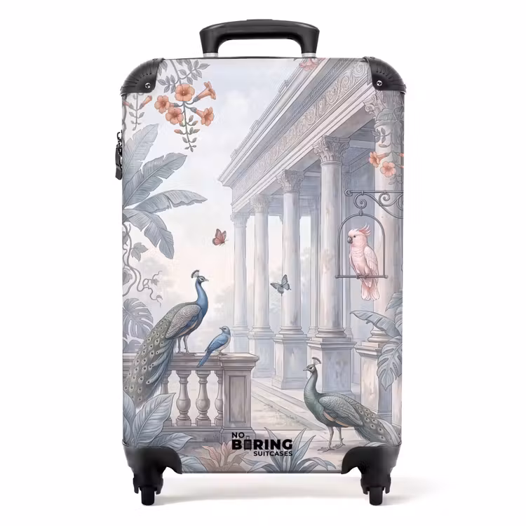 Koffer - Vogel - Pauw - Architectuur - Klassiek - Groen - Vogel - Pauw - Architectuur - Klassiek - Groen NBS - Handbagage koffer - Volwassenen Unisex middel