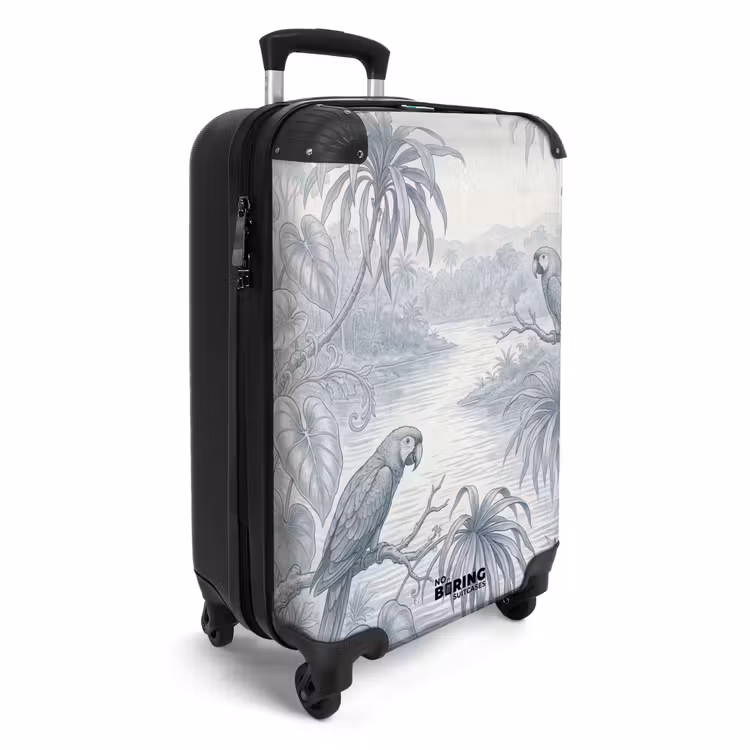 Koffer - Vogel - Rivier - Tropisch - Illustratie - Blauw - Vogel - Rivier - Tropisch - Illustratie - Blauw NBS - Handbagage koffer - Volwassenen Unisex middel