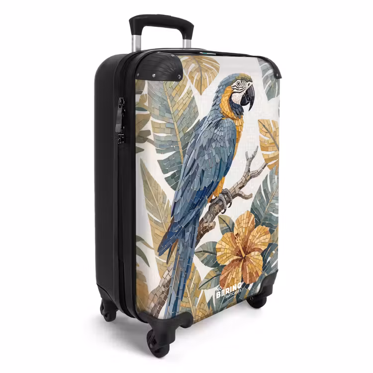 Koffer - Vogel - Tak - Natuur - Mozaïek - Blauw - Vogel - Tak - Natuur - Mozaïek - Blauw NBS - Handbagage koffer - Volwassenen Unisex middel