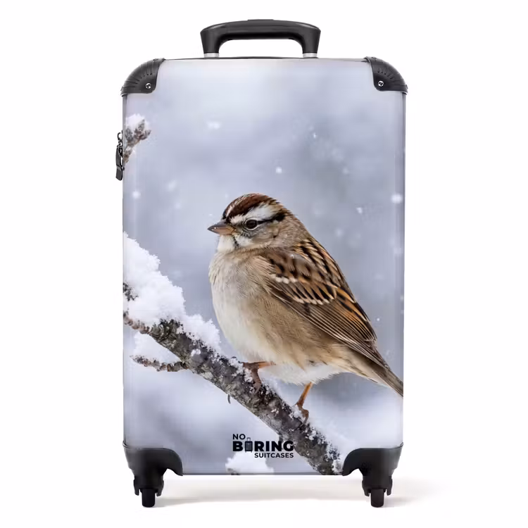 Koffer - Vogel - Tak - Sneeuw - Winter - Vogel - Tak - Sneeuw - Winter NBS - Handbagage koffer - Volwassenen Unisex middel