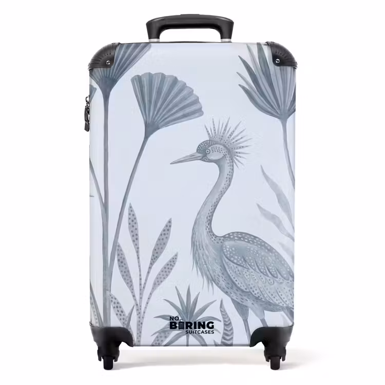 Koffer - Vogel - Tropisch - Illustratie - Blauwgrijs - Natuur - Vogel - Tropisch - Illustratie - Blauwgrijs - Natuur NBS - Handbagage koffer - Volwassenen Unisex middel