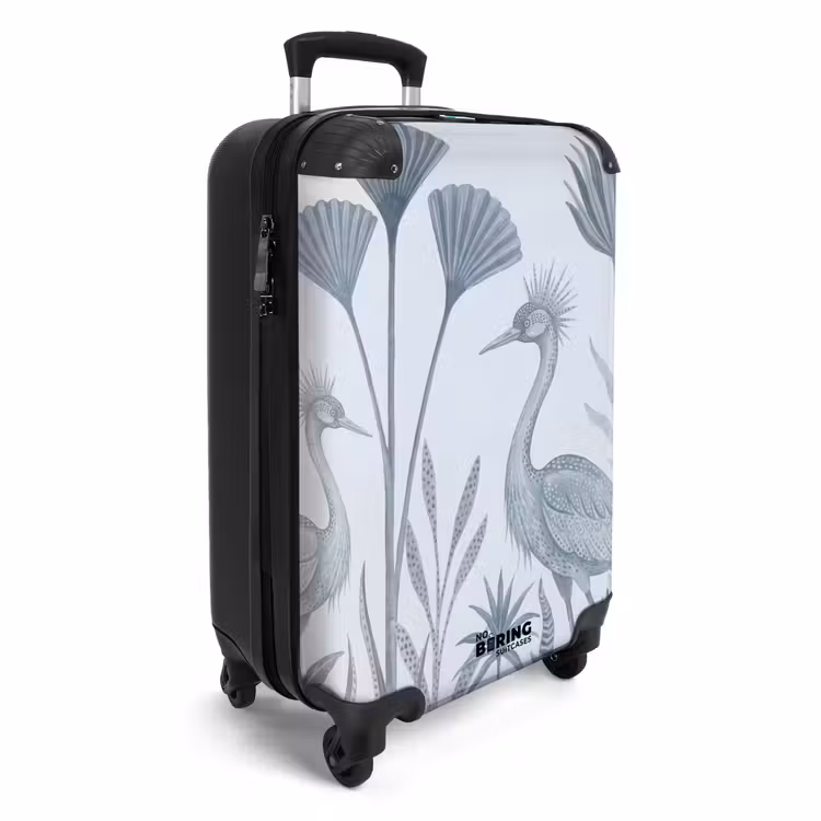 Koffer - Vogel - Tropisch - Illustratie - Blauwgrijs - Natuur - Vogel - Tropisch - Illustratie - Blauwgrijs - Natuur NBS - Handbagage koffer - Volwassenen Unisex middel