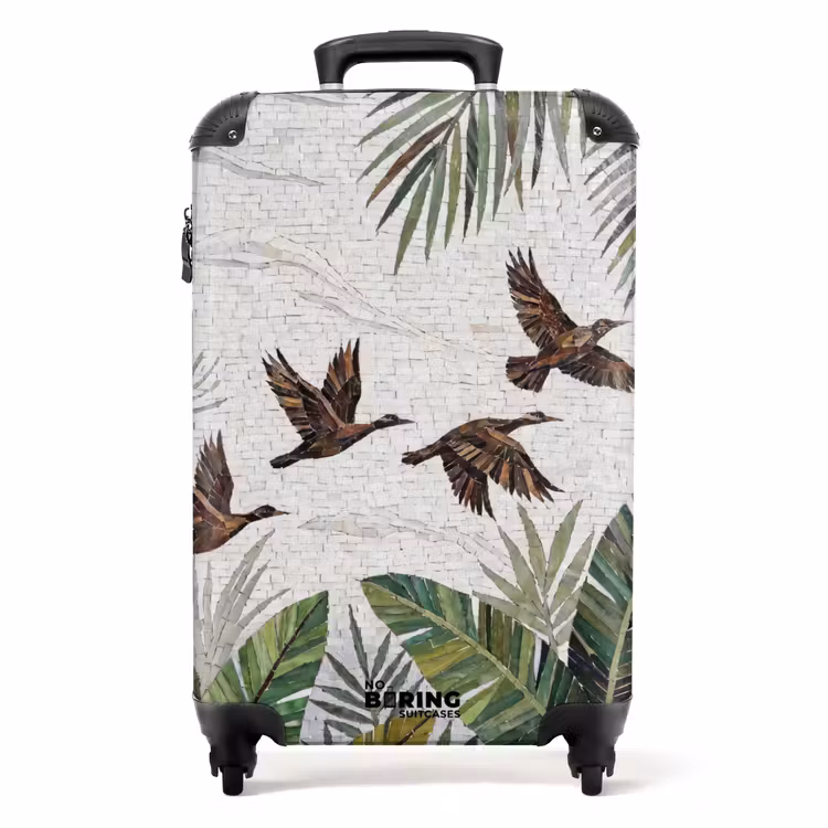 Koffer - Vogel - Vliegend - Tropisch - Mozaïek - Groen - Vogel - Vliegend - Tropisch - Mozaïek - Groen NBS - Handbagage koffer - Volwassenen Unisex middel