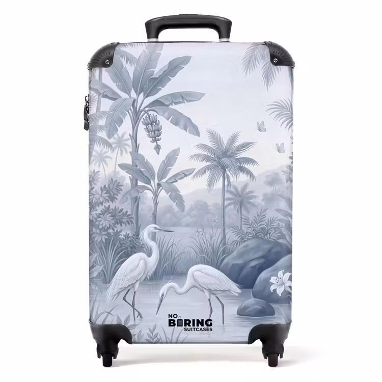 Koffer - Vogel - Water - Tropisch - Natuur - Blauw - Vogel - Water - Tropisch - Natuur - Blauw NBS - Handbagage koffer - Volwassenen Unisex middel
