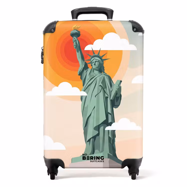 Koffer - Vrijheidsbeeld - New York - Zon - Modern - Vrijheidsbeeld - New York - Zon - Modern NBS - Handbagage koffer - Volwassenen Unisex middel