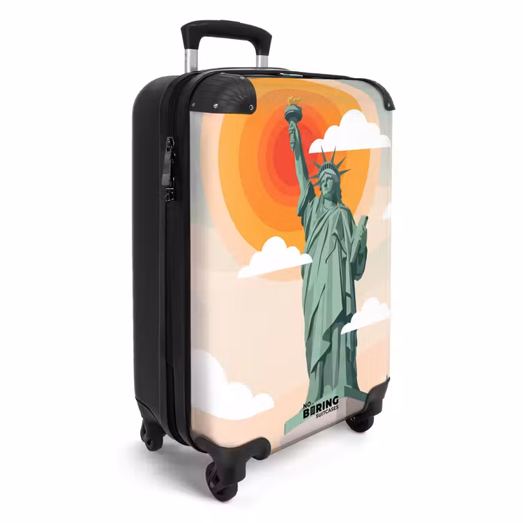Koffer - Vrijheidsbeeld - New York - Zon - Modern - Vrijheidsbeeld - New York - Zon - Modern NBS - Handbagage koffer - Volwassenen Unisex middel