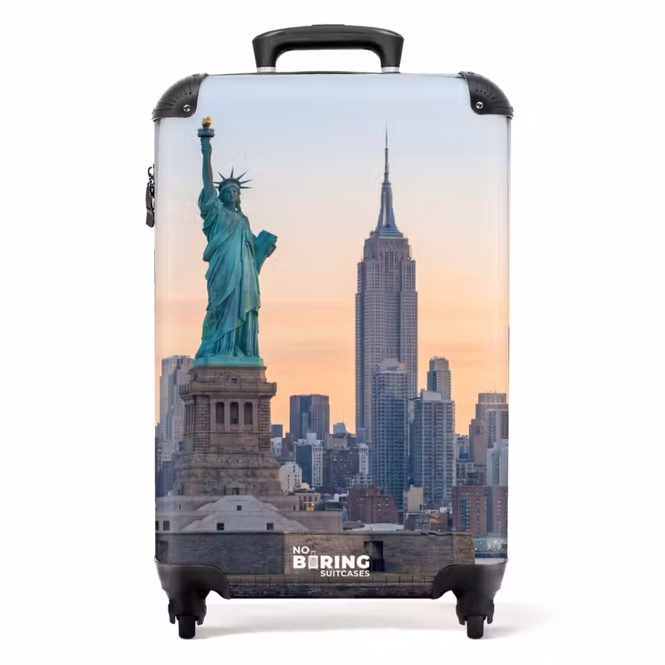 Koffer - Vrijheidsbeeld - New York - Zonsopgang - Stad - Architectuur - Vrijheidsbeeld - New York - Zonsopgang - Stad - Architectuur NBS - Handbagage koffer - Volwassenen Unisex middel