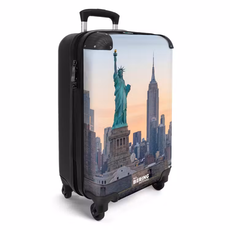 Koffer - Vrijheidsbeeld - New York - Zonsopgang - Stad - Architectuur - Vrijheidsbeeld - New York - Zonsopgang - Stad - Architectuur NBS - Handbagage koffer - Volwassenen Unisex middel