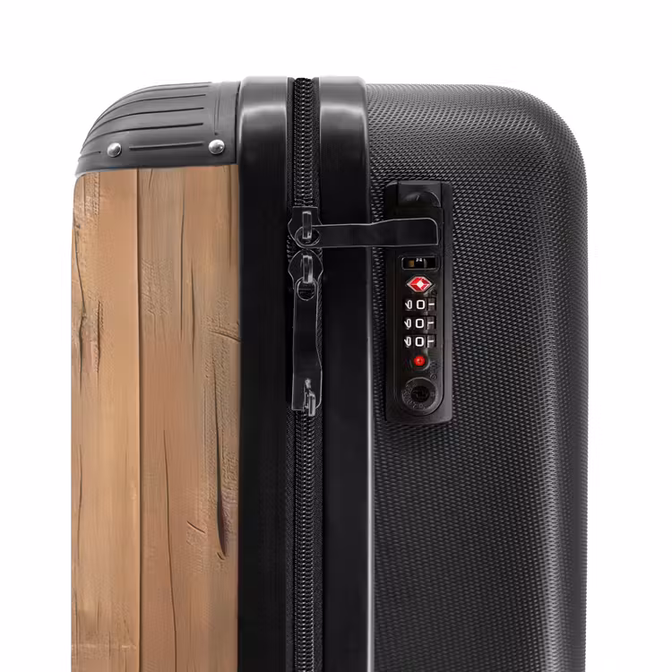 Vrolijke hond kijkt door kapot houten hek NBS - Handbagage koffer - Kinderen Unisex middel -slot