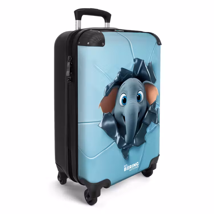 Vrolijke olifant kijkt door gescheurde achtergrond NBS - Handbagage koffer - Kinderen Unisex middel -productfoto_3d