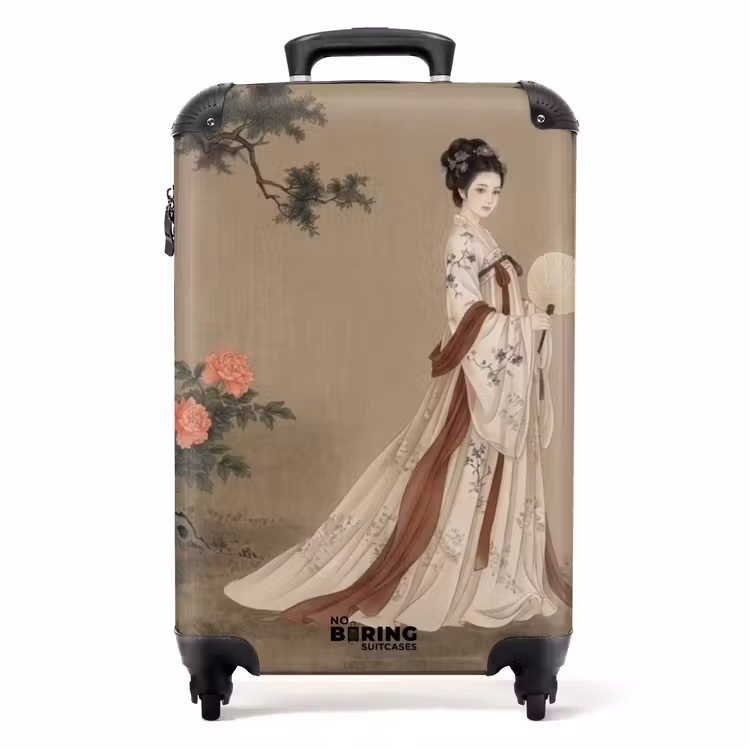 Koffer - Vrouw - Azië - Kunst - Beige - Vrouw - Azië - Kunst - Beige NBS - Handbagage koffer - Volwassenen Unisex middel