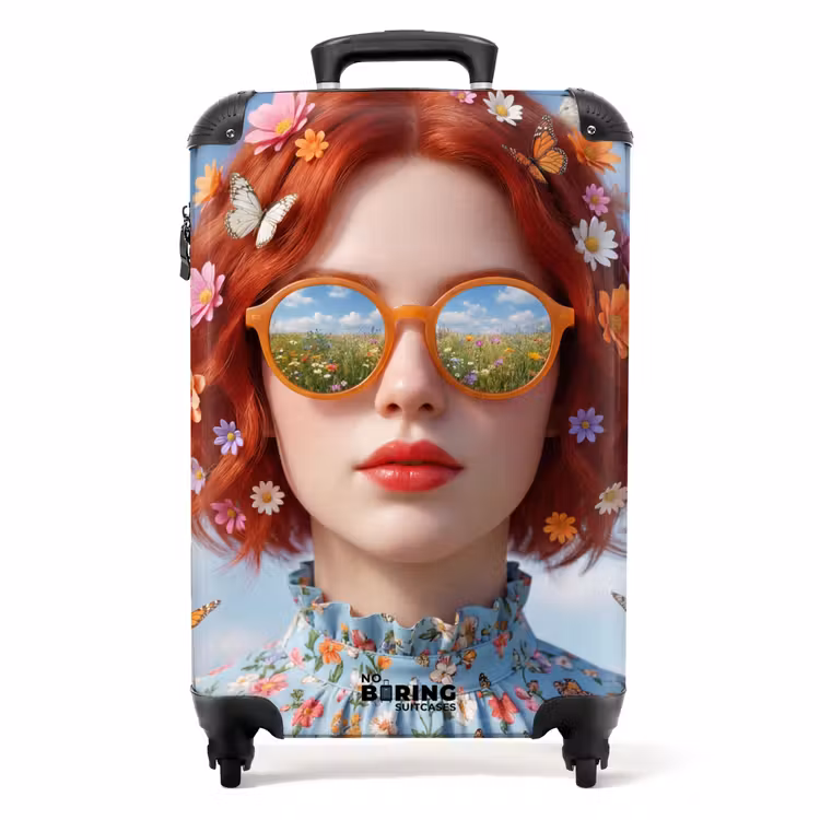 Koffer - Vrouw - Bloemen - Zomer - Portret - Kleurrijk - Vrouw - Bloemen - Zomer - Portret - Kleurrijk NBS - Handbagage koffer - Volwassenen Unisex middel
