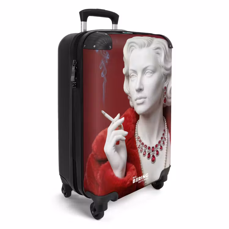 Koffer - Vrouw - Bontjas - Mode - Klassiek - Rood - Vrouw - Bontjas - Mode - Klassiek - Rood NBS - Handbagage koffer - Volwassenen Unisex middel