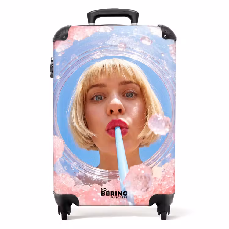 Koffer - Vrouw - Drank - Zomer - Roze - Blauw - Vrouw - Drank - Zomer - Roze - Blauw NBS - Handbagage koffer - Volwassenen Unisex middel