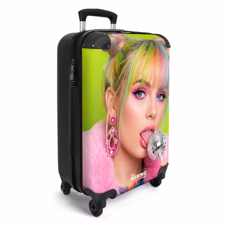 Koffer - Vrouw - Kleurrijk haar - Pop art - Modern - Levendig - Vrouw - Kleurrijk haar - Pop art - Modern - Levendig NBS - Handbagage koffer - Volwassenen Unisex middel