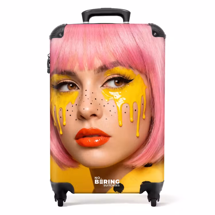 Koffer - Vrouw - Portret - Abstract - Kleurrijk - Geel - Vrouw - Portret - Abstract - Kleurrijk - Geel NBS - Handbagage koffer - Volwassenen Unisex middel