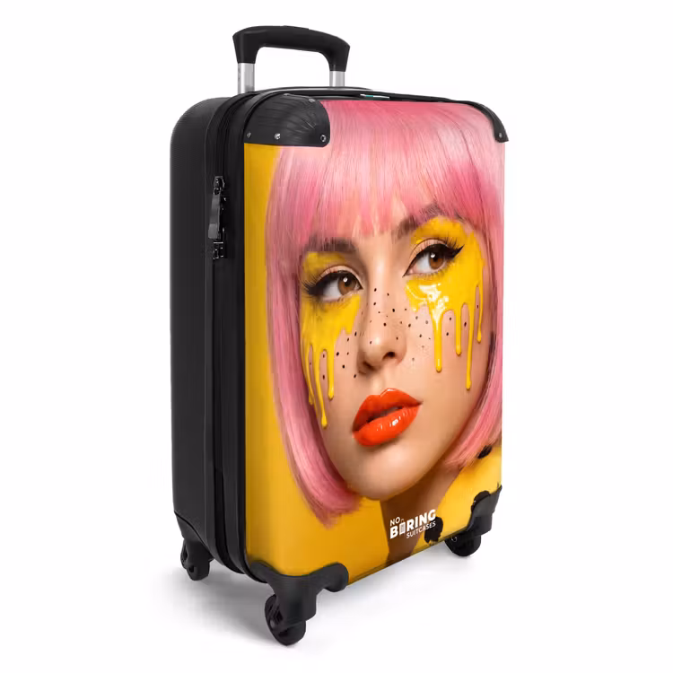 Koffer - Vrouw - Portret - Abstract - Kleurrijk - Geel - Vrouw - Portret - Abstract - Kleurrijk - Geel NBS - Handbagage koffer - Volwassenen Unisex middel
