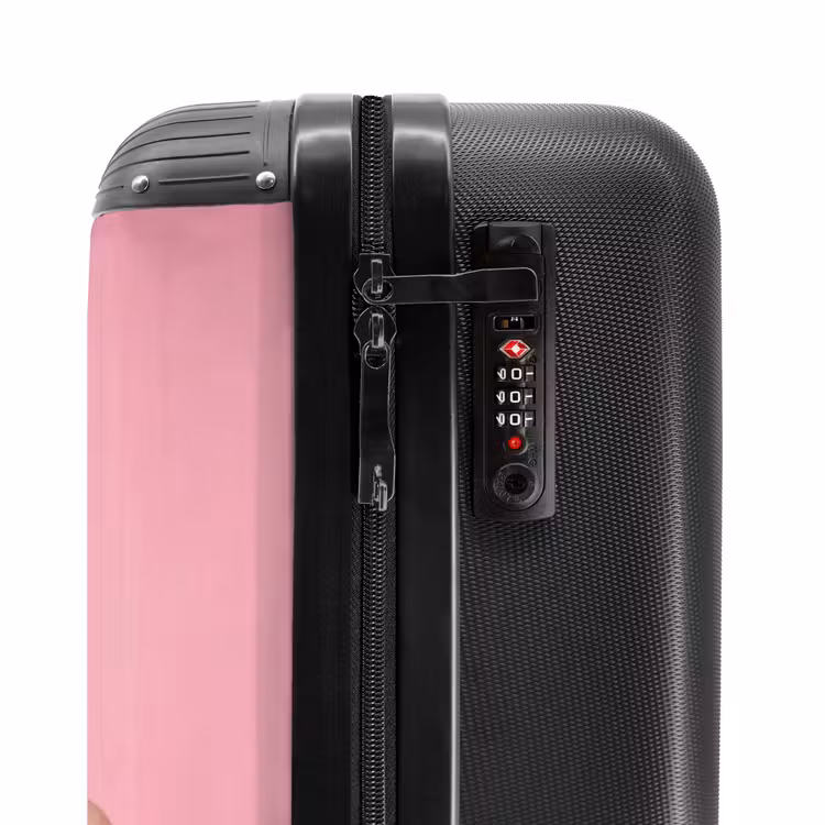 Vrouw - Roze - Parelketting - Krulspelden NBS - Handbagage koffer - Volwassenen Unisex middel -slot