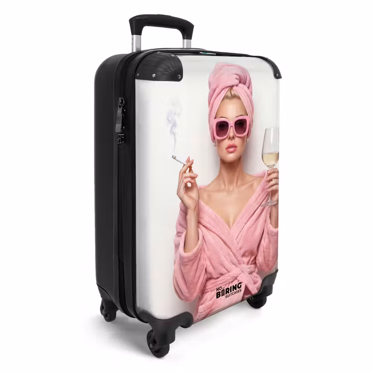 Vrouw - Roze - Wijn - Zonnebril NBS - Handbagage koffer - Volwassenen Unisex middel -productfoto_3d