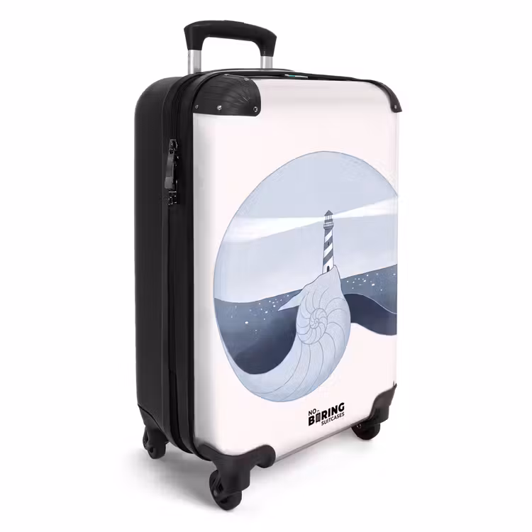 Koffer - Vuurtoren - Zee - Schelp - Abstract - Blauw - Vuurtoren - Zee - Schelp - Abstract - Blauw NBS - Handbagage koffer - Volwassenen Unisex middel