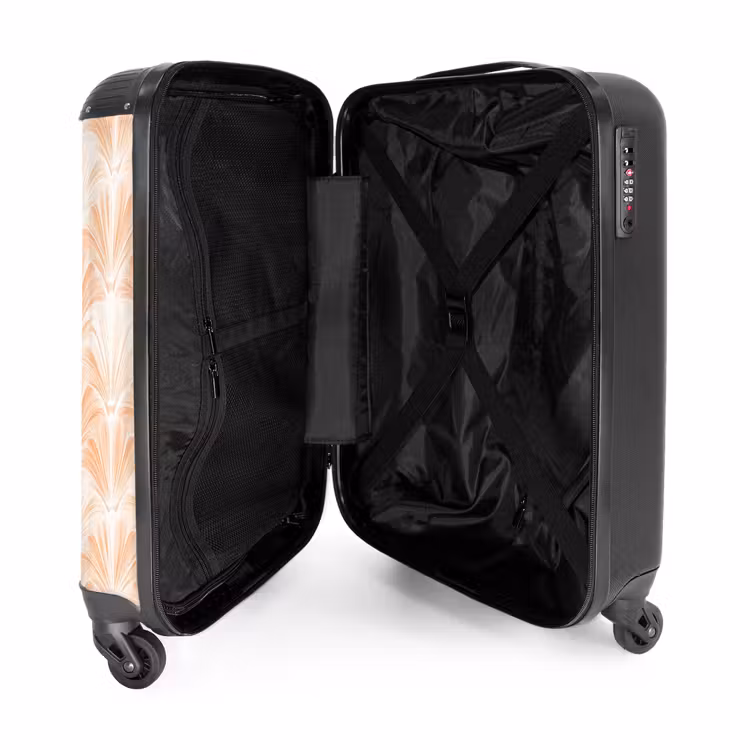 Waaier - Patroon - Perzik NBS - Handbagage koffer - Volwassenen Unisex middel -binnenkant