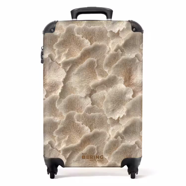 Waaierstructuren - Beige - Vezeltextuur NBS - Handbagage koffer - Volwassenen Unisex middel -productfoto_recht