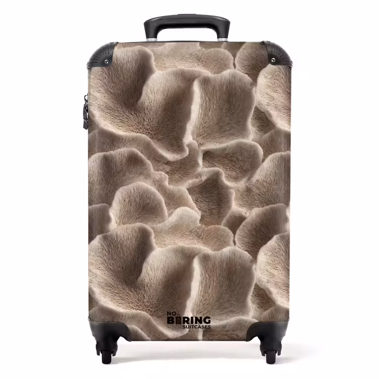 Waaiervorm - Beige - Vezel textuur NBS - Handbagage koffer - Volwassenen Unisex middel -productfoto_recht