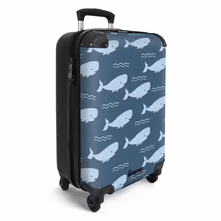 Walvis met golven patroon blauw NBS - Handbagage koffer - Kinderen Unisex middel -productfoto_3d