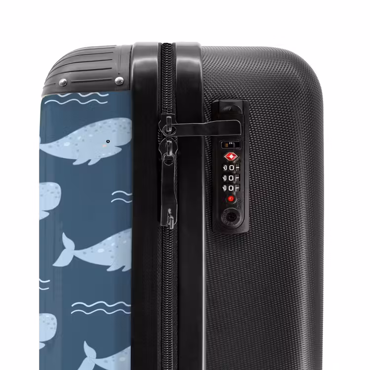 Walvis met golven patroon blauw NBS - Handbagage koffer - Kinderen Unisex middel -slot