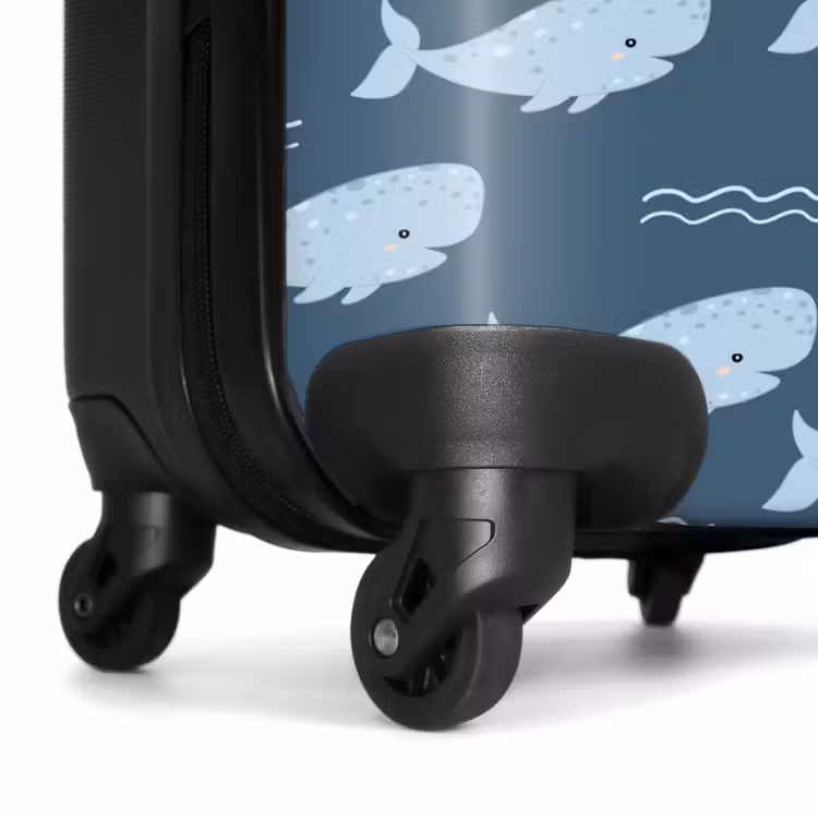 Walvis met golven patroon blauw NBS - Handbagage koffer - Kinderen Unisex middel -wiel