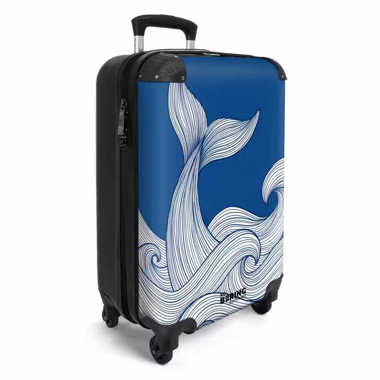 Koffer - Walvis - Staart - Golven - Lijntekening - Blauw - Walvis - Staart - Golven - Lijntekening - Blauw NBS - Handbagage koffer - Volwassenen Unisex middel