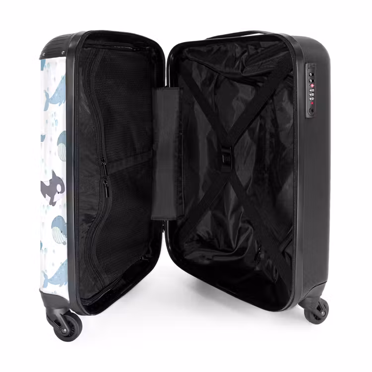 Walvissen patroon met schelpen blauw NBS - Handbagage koffer - Kinderen Unisex middel -binnenkant