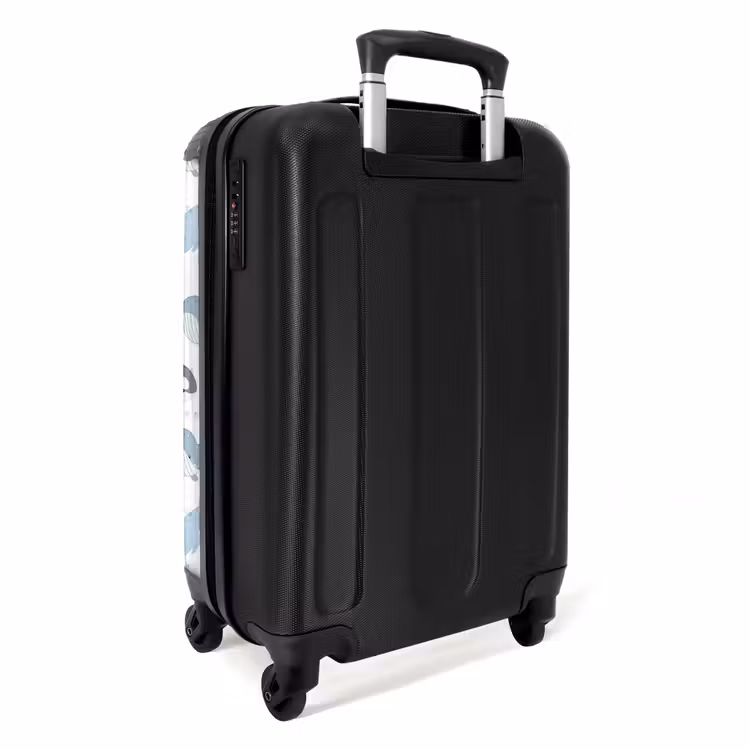 Walvissen patroon met schelpen blauw NBS - Handbagage koffer - Kinderen Unisex middel -achterkant