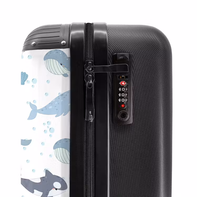 Walvissen patroon met schelpen blauw NBS - Handbagage koffer - Kinderen Unisex middel -slot
