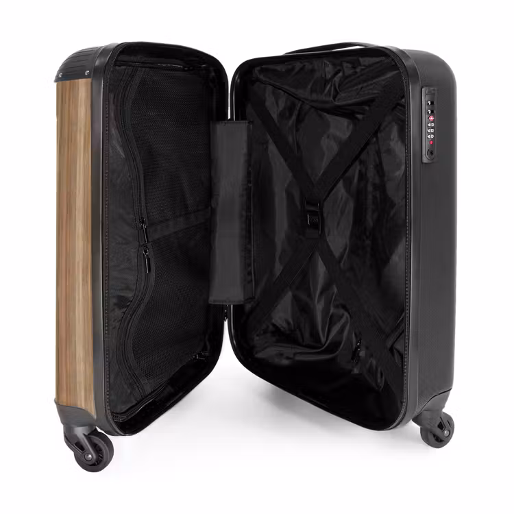 Warme houttint met verticale planken NBS - Handbagage koffer - Volwassenen Unisex middel -binnenkant