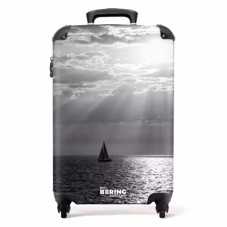 Koffer - Water - Boot - Lucht - Natuur - Zwart-wit - Water - Boot - Lucht - Natuur - Zwart-wit NBS - Handbagage koffer - Volwassenen Unisex middel