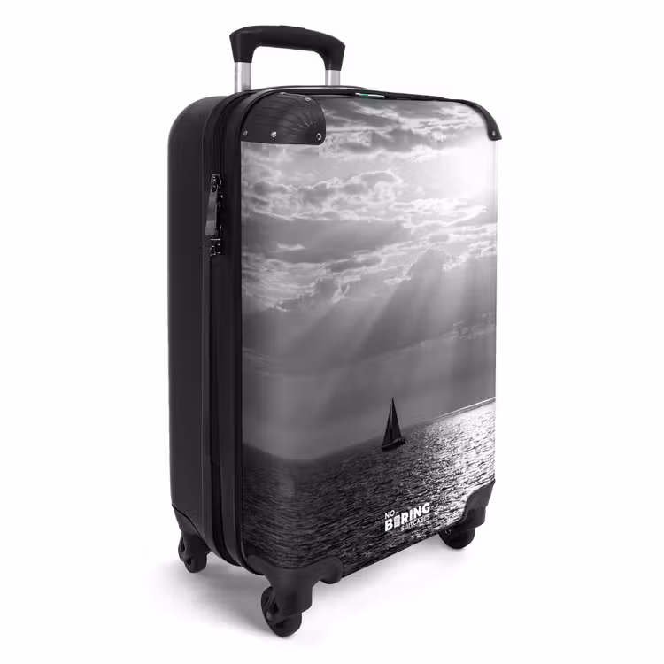 Koffer - Water - Boot - Lucht - Natuur - Zwart-wit - Water - Boot - Lucht - Natuur - Zwart-wit NBS - Handbagage koffer - Volwassenen Unisex middel