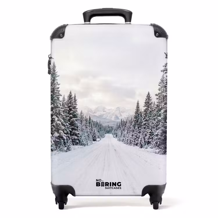 Koffer - Weg - Sneeuw - Naaldbos - Winter - Avontuurlijk - Weg - Sneeuw - Naaldbos - Winter - Avontuurlijk NBS - Handbagage koffer - Volwassenen Unisex middel