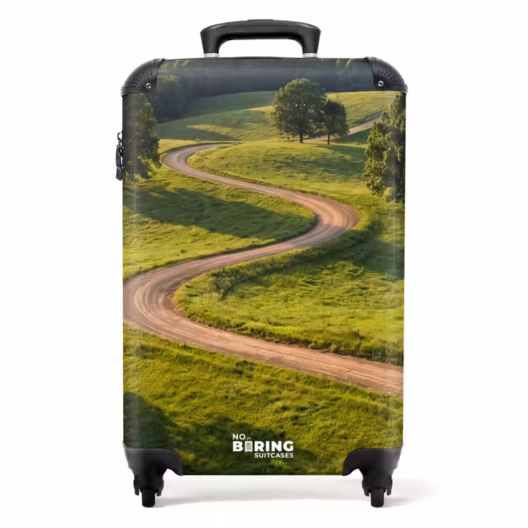 Koffer - Weg - Weide - Natuur - Groen - Weg - Weide - Natuur - Groen NBS - Handbagage koffer - Volwassenen Unisex middel