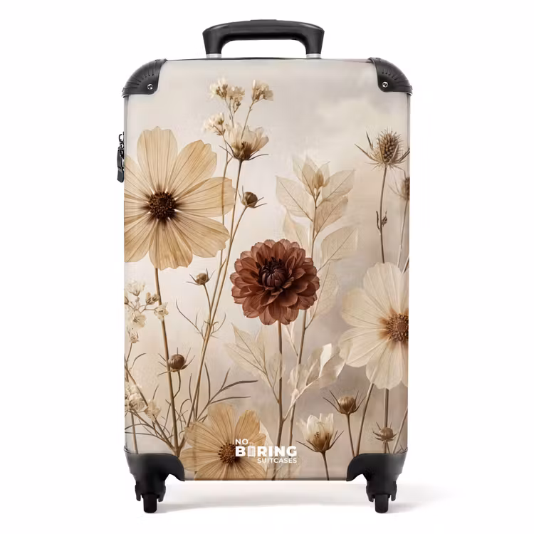Koffer - Wilde bloemen - Botanisch - Vintage - Natuur - Rustiek - Wilde bloemen - Botanisch - Vintage - Natuur - Rustiek NBS - Handbagage koffer - Volwassenen Unisex middel