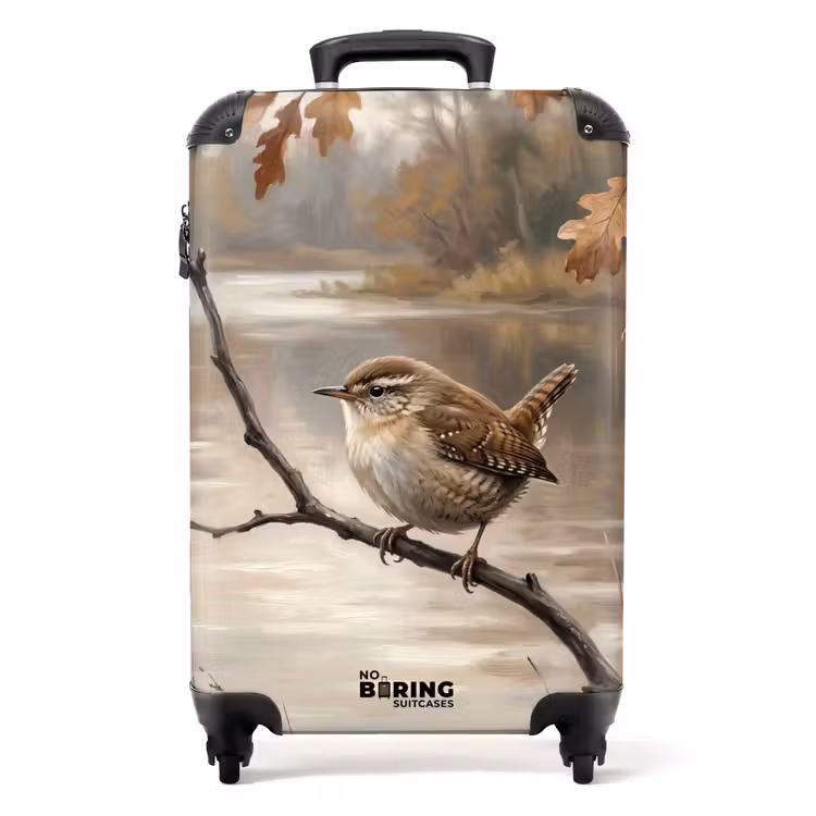 Koffer - Winterkoninkje - Tak - Rivier - Natuur - Sfeervol - Winterkoninkje - Tak - Rivier - Natuur - Sfeervol NBS - Handbagage koffer - Volwassenen Unisex middel