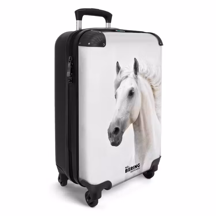 Wit paard met wapperende manen NBS - Handbagage koffer - Unisex middel -productfoto_3d