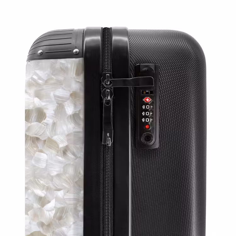 Wit - Penseelstreken - Reliëfeffect NBS - Handbagage koffer - Volwassenen Unisex middel -slot