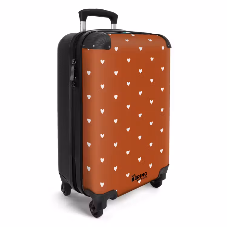 Witte hartjes op terracotta NBS - Handbagage koffer - Volwassenen Unisex middel -productfoto_3d