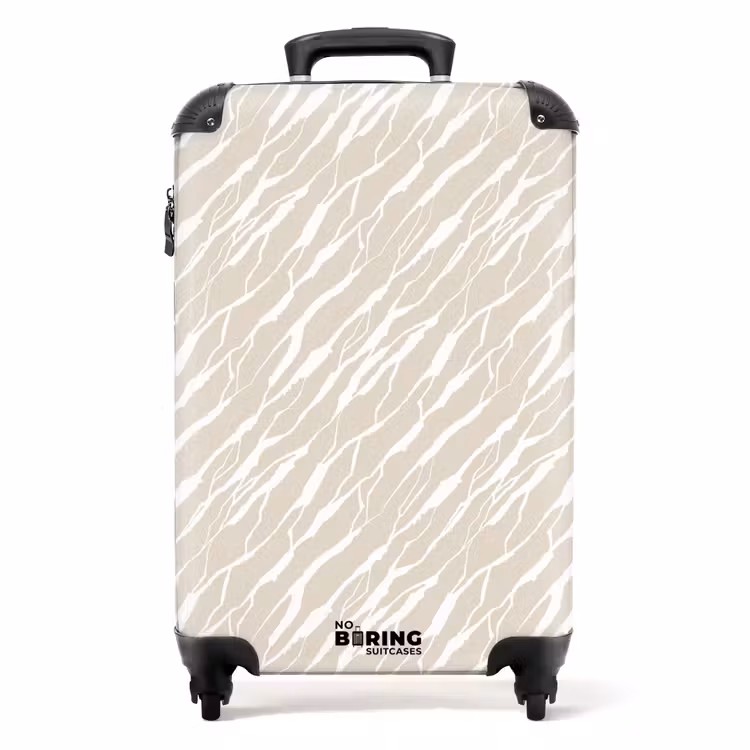 Witte lijnen over beige achtergrond NBS - Handbagage koffer - Volwassenen Unisex middel -productfoto_recht